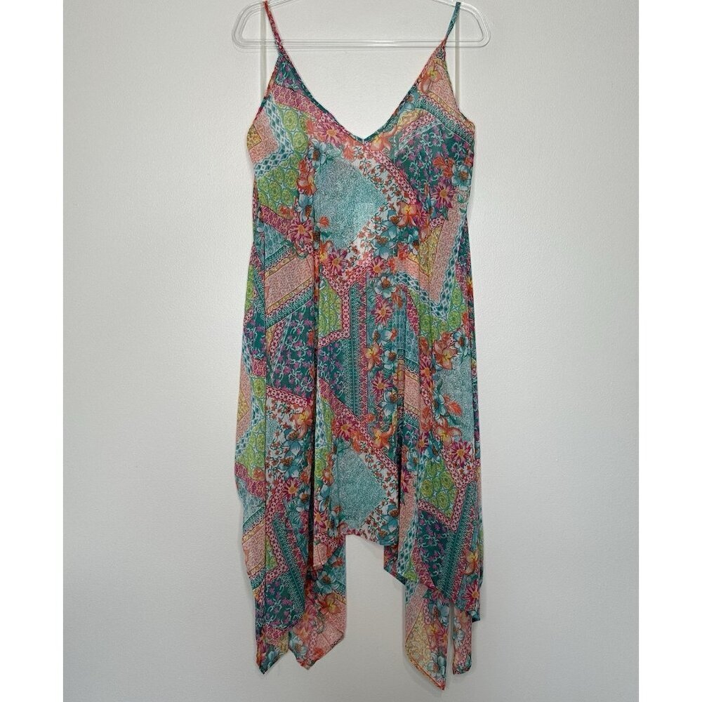 Swim Cover up Paisley Floral‎ Handkerchief Hem Large